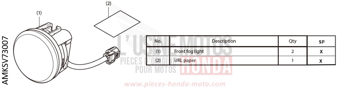 KIT,FR FOG LIGHT de Africa Twin DCT GRAND PRIX RED (R380B) 2022